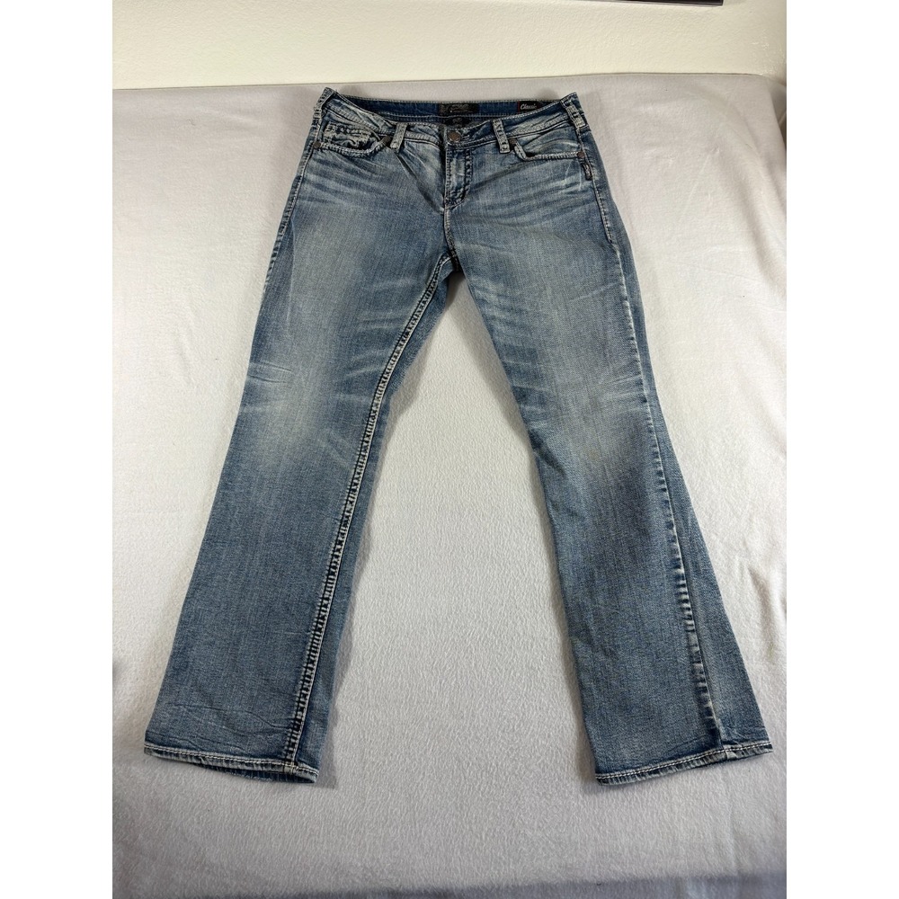 Silver Jeans Co. Suki Women 34x31 (35x31.5) Blue Denim Logo Classic Straight Leg